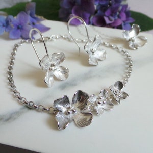 Hydrangea Silver Flower Bracelet image 4