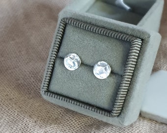 Hammered Silver Disc Stud Earrings - Sterling Silver Circle Studs