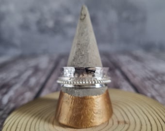 Silver Spinner Ring | Hammered Fidget Ring | Sterling Silver Wide Band | Handcrafted Anxiety Ring