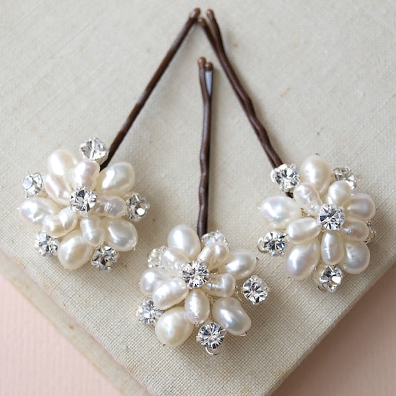 Flora Pearl Hair Pins Wedding Hair Accessories Bridal Flower Etsy
