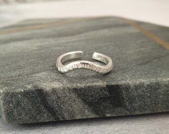 Silver Wave Toe Ring | Zilveren Wishbone Toe Ring | Verstelbare zilveren pinkring