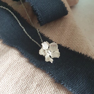 Silver Flower Necklace Handmade Sterling Silver Floral Pendant image 4