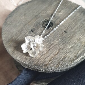 Silver Flower Necklace Handmade Sterling Silver Floral Pendant image 3