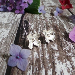 Silver Hydrangea Earrings Handmade Flower Drop Earrings Gift For Her image 5