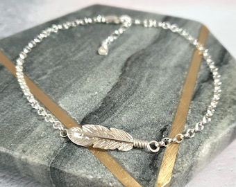 Silver Feather Bracelet | Remembrace Bracelet For Her | Nature Jewellery