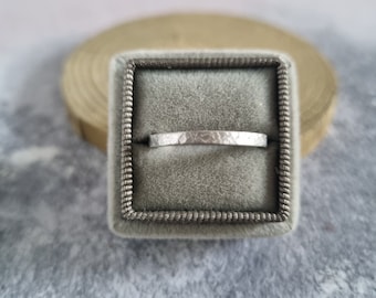 Slim Organic Silver Band | Sterling Silver Hammered Organic Textured Ring | Silver Hammered Band | Matt Silver Stacking Ring