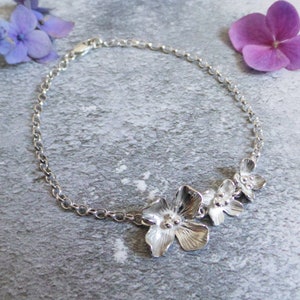 Hydrangea Silver Flower Bracelet image 3