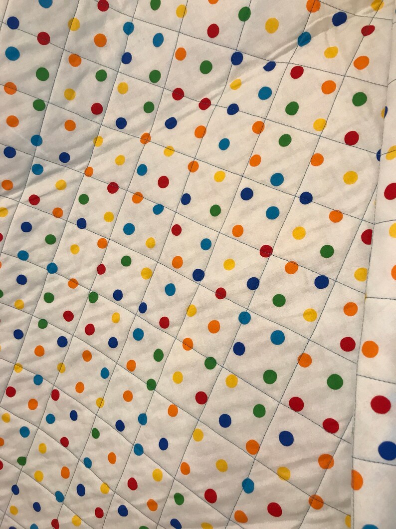 Primary Colored Polka Dots and Chocolate Brown Are Little Boy Perfect In This 41 X 41 Quilt PinwheelsWhirligigs