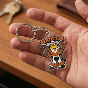 University of Texas Acrylic Keychain UT Longhorns Car Keys Holder Fan Gift