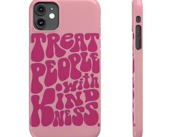 Treat People With Kindness Phone Case | Pink Retro Design