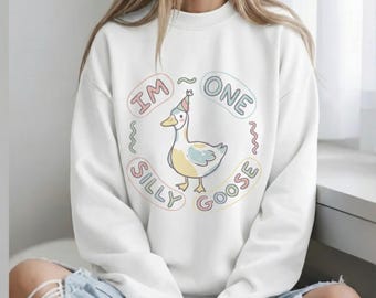 Silly Goose First Birthday Crewneck Sweatshirt - Unisex Pullover