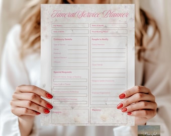 Wildflower Funeral Planner | Floral Memorial Planning Page | Printable Digital Download