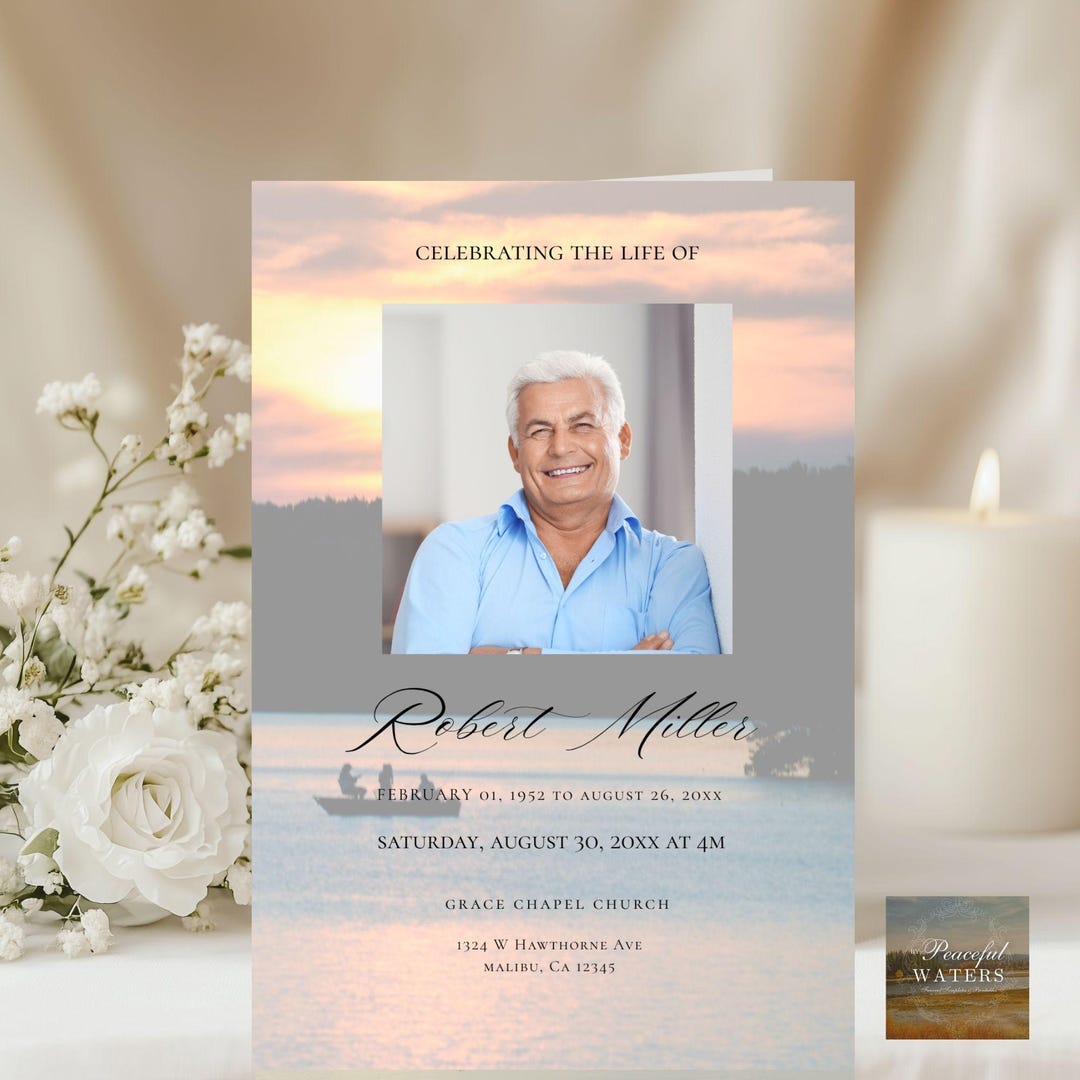 Fish Funeral Program Design Funeral Program Fisherman – in Loving Memory- Edit in Canva - Etsy