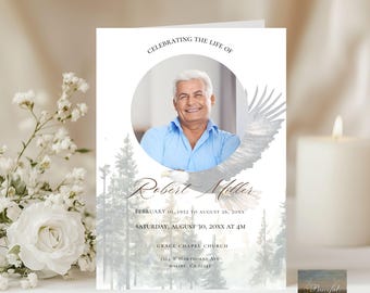 Funeral Program Flying Eagle – In Loving Memory-  Edit In Canva