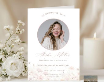 Wildflower Funeral Program – In Loving Memory-  Edit In Canva