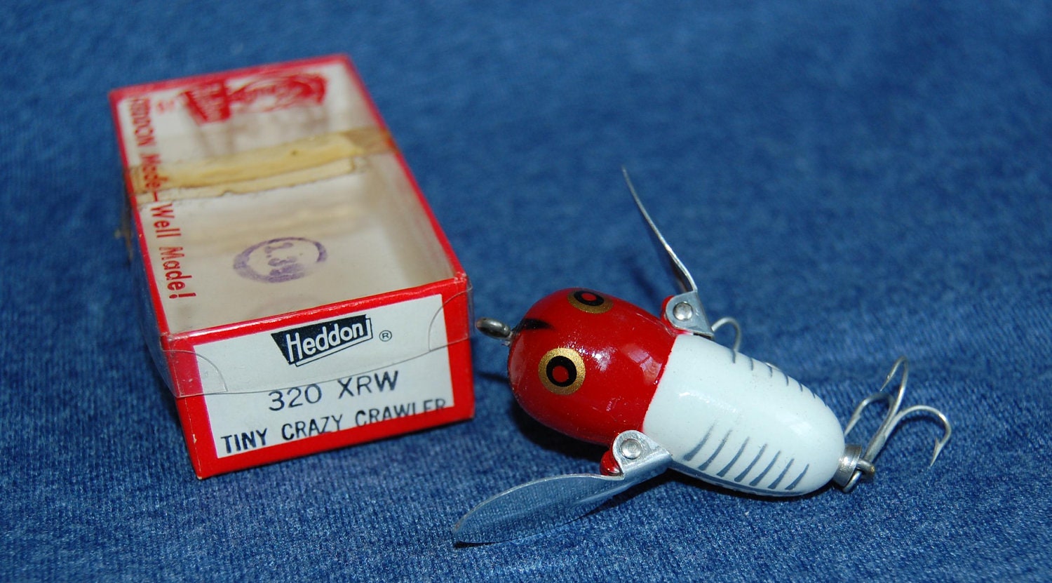 Heddon Tiny Crazy Crawler VINTAGE 320 XRW Totally new in Box. Antique  Fishing Lure. 