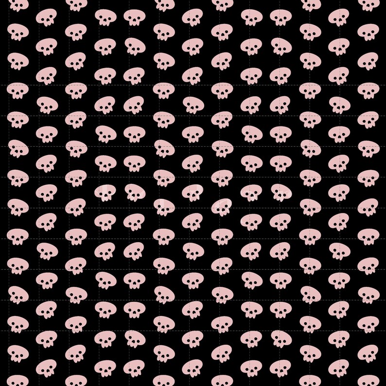 Pastel Goth Pink Skull Digital Paper, Seamless Floral Pattern (3in Sample, Digital Download) image 2