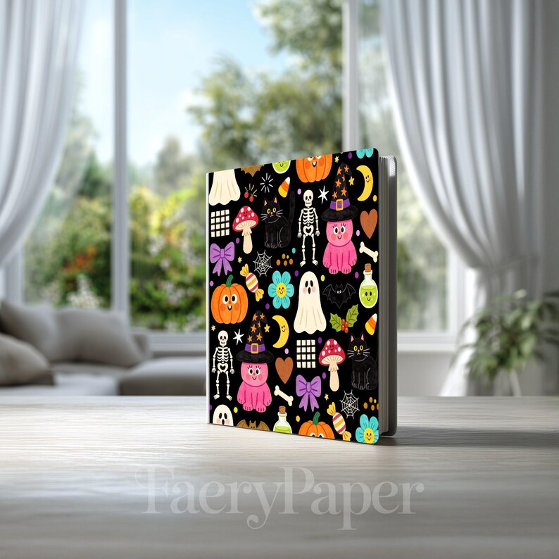 Spooky Cuties Halloween Digital Paper Pack, Kawaii Pumpkins Ghosts Witches (3in Sample, Digital Download) image 8