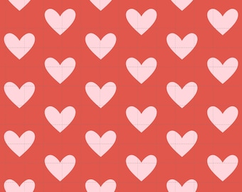 Pink Hearts Digital Paper, Valentine Seamless Pattern (3in Sample, Digital Download)