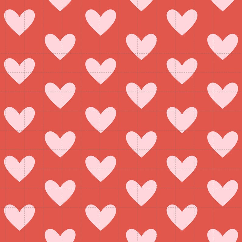 Pink Hearts Digital Paper, Valentine Seamless Pattern (3in Sample, Digital Download) image 1