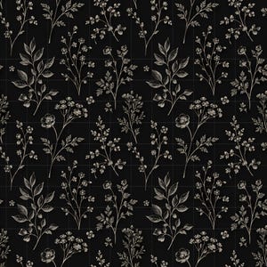 Vintage Botanical Florals Seamless Pattern, Hand-Drawn Digital Paper (3in Sample, Digital Download) image 1
