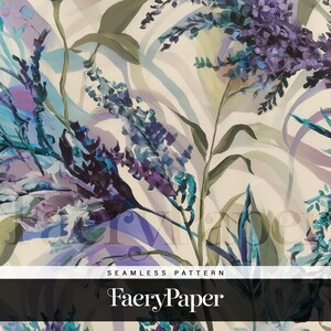 Watercolor Lavender Floral Seamless Pattern for sublimation, wallpaper, fabric and POD, digital paper download