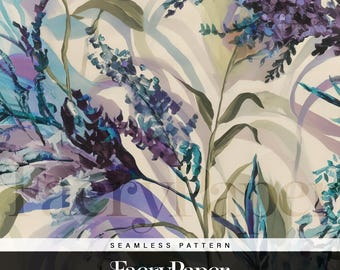 Watercolor Lavender Floral Seamless Pattern for sublimation, wallpaper, fabric and POD, digital paper download