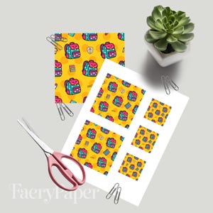 Kawaii Backpack Seamless Pattern, Playful School Bag Digital Paper (12" x 12" @ 300 DPI) (3in Sample) image 3