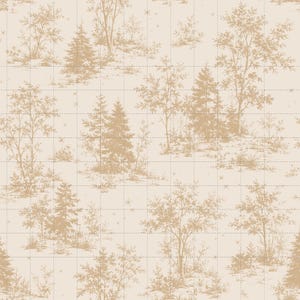 Woodland Toile Seamless Pattern, Neutral Cottagecore Digital Paper (3in Sample, Digital Download) image 1