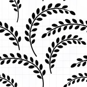 Black White Botanical Digital Pack, Minimalist Foliage Scrapbook Paper (3in Sample, Digital Download) image 1