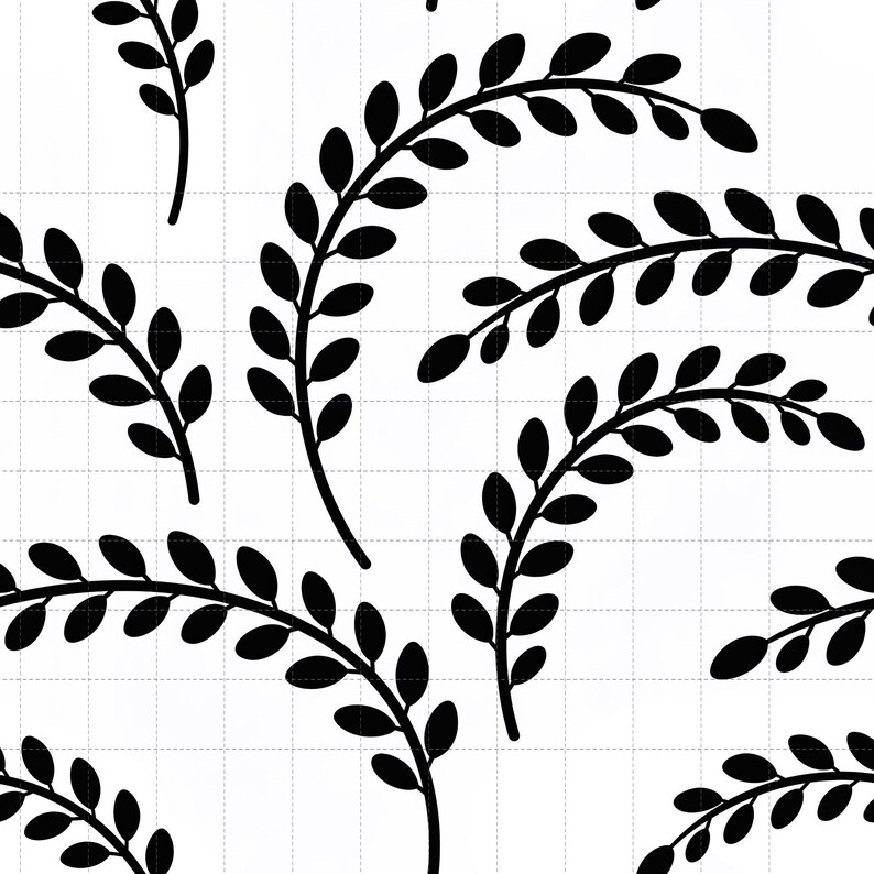 Black White Botanical Digital Pack, Minimalist Foliage Scrapbook Paper (3in Sample, Digital Download) image 1