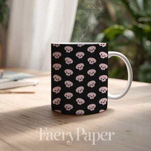 Pastel Goth Pink Skull Digital Paper, Seamless Floral Pattern (3in Sample, Digital Download) image 7