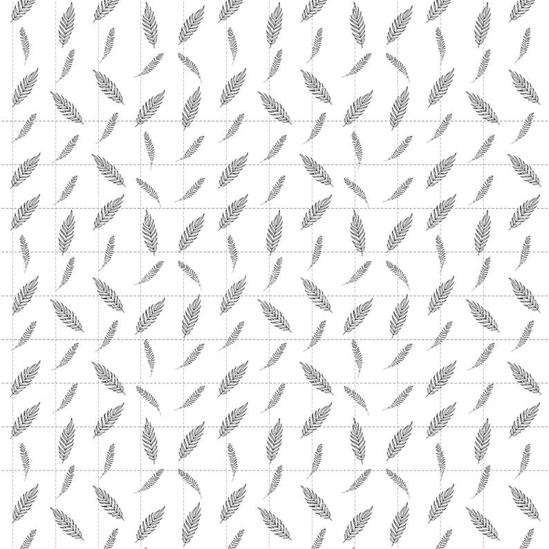 Botanical Leaves Digital Paper, Hand Drawn Line Art Scrapbook (3in Sample, Digital Download) image 2