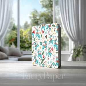 Reindeer Digital Paper, Christmas Watercolor Scrapbook Paper, Cute Deer Digital Paper Pack, Holiday, Seamless Pattern (3in Sample) image 7