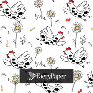 Doodle Huhn Seamless Pattern - Digital Wallpaper - Instant Download PNG in 4 Größen