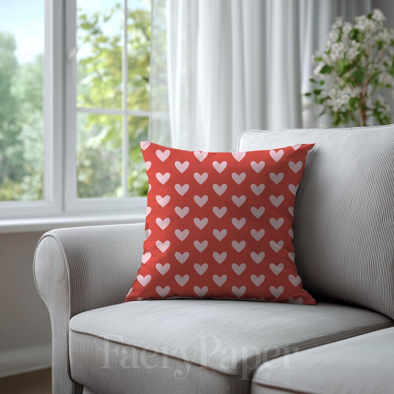 Pink Hearts Digital Paper, Valentine Seamless Pattern (3in Sample, Digital Download) image 6