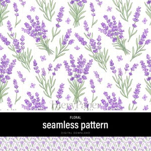 Purple Lavender Meadow Seamless Pattern – Floral Tumbler Wrap PNG Digital Download