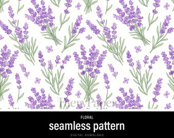 Purple Lavender Meadow Seamless Pattern – Floral Tumbler Wrap PNG Digital Download
