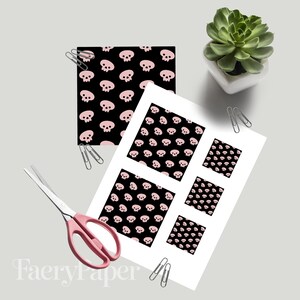 Pastel Goth Pink Skull Digital Paper, Seamless Floral Pattern (3in Sample, Digital Download) image 3