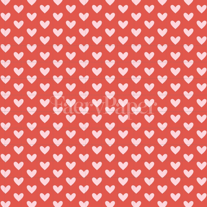 Pink Hearts Digital Paper, Valentine Seamless Pattern (3in Sample, Digital Download) image 2