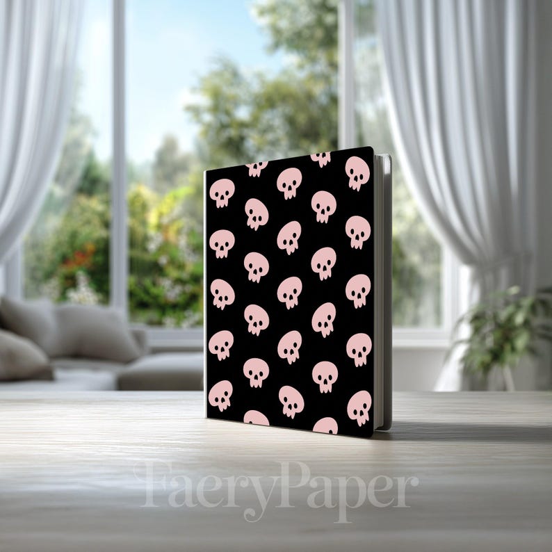 Pastel Goth Pink Skull Digital Paper, Seamless Floral Pattern (3in Sample, Digital Download) image 8