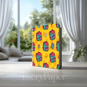 Kawaii Backpack Seamless Pattern, Playful School Bag Digital Paper (12" x 12" @ 300 DPI) (3in Sample) image 8