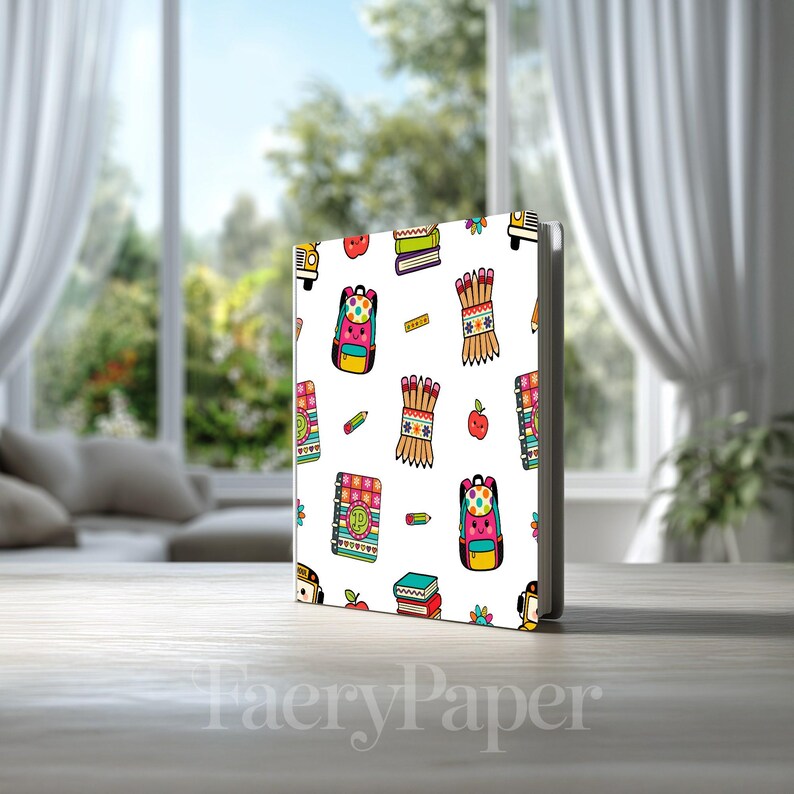 Back to School Seamless Pattern, School Supplies Digital Paper (3in Sample) image 8