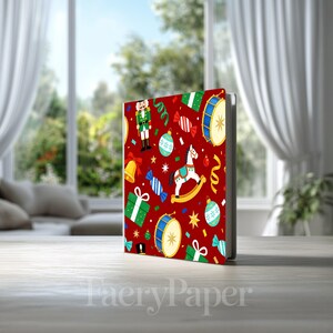 Christmas Toys Digital Paper, Nutcracker Rocking Horse Scrapbook Paper, Festive Digital Paper Pack, Holiday, Seamless Pattern (3in Sample) image 7