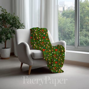 Christmas Ornaments Digital Paper, Holiday Digital Paper Pack, Festive Scrapbook Paper, Gingerbread Poinsettia (3in Sample) image 4