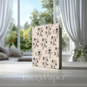Hand-Drawn Botanical Flower Seamless Pattern, Black Line Art Digital Paper (3in Sample, Digital Download) image 8