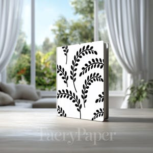 Black White Botanical Digital Pack, Minimalist Foliage Scrapbook Paper (3in Sample, Digital Download) image 8