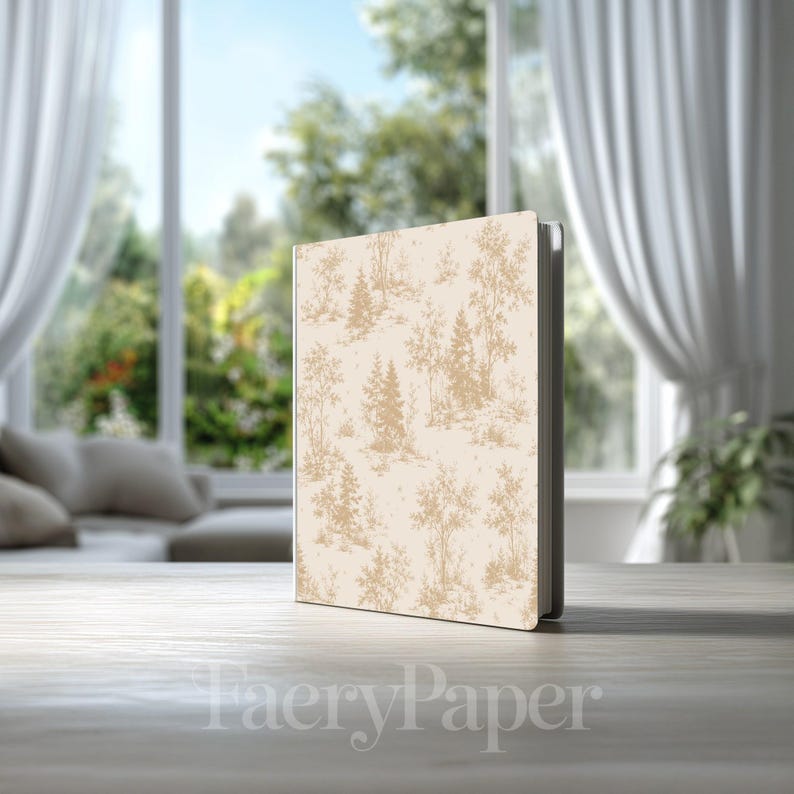 Woodland Toile Seamless Pattern, Neutral Cottagecore Digital Paper (3in Sample, Digital Download) image 8