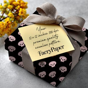 Pastel Goth Pink Skull Digital Paper, Seamless Floral Pattern (3in Sample, Digital Download) image 10