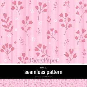 Pink Botanical Seamless Pattern Digital Download - Scallop Flower Repeat, Cottagecore Scrapbook Paper